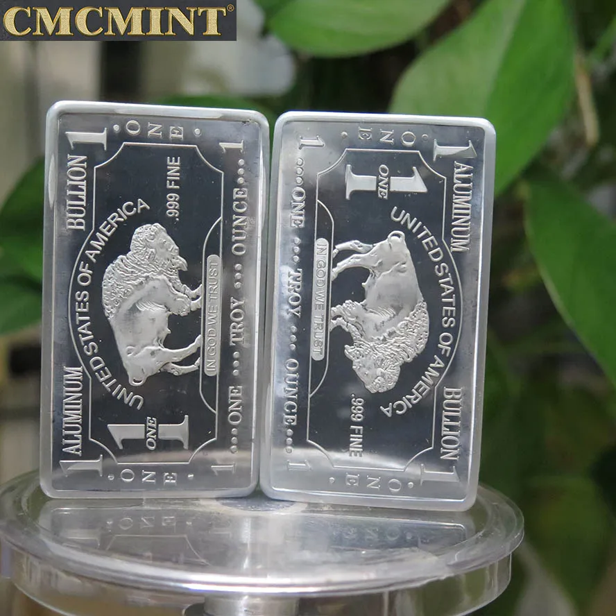 Drop shipping custom 1 oz 999 Fine Aluminum Buffalo Bar old coins india sell B62B