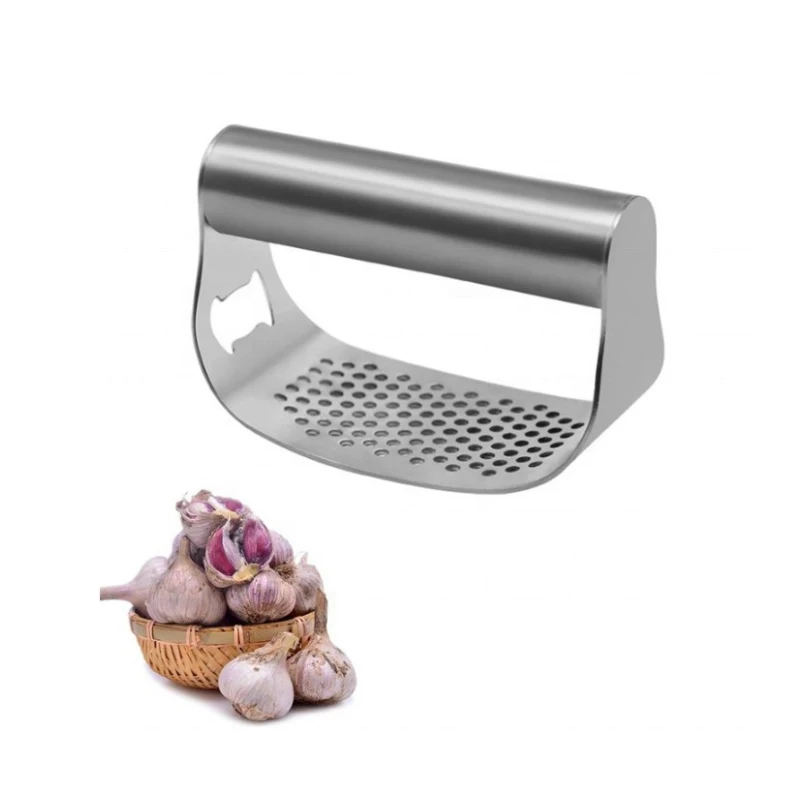 304 Stainless Steel Manual Garlic Press Curved Garlic Grinding Slicer Chopper Multi-function Cooking Gadgets Knoflookpers tools