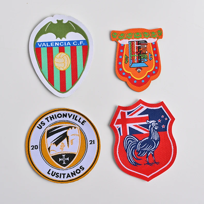 Custom logo wholesale heat press twill felt fabric iron-on chenille embroidery patches for clothes