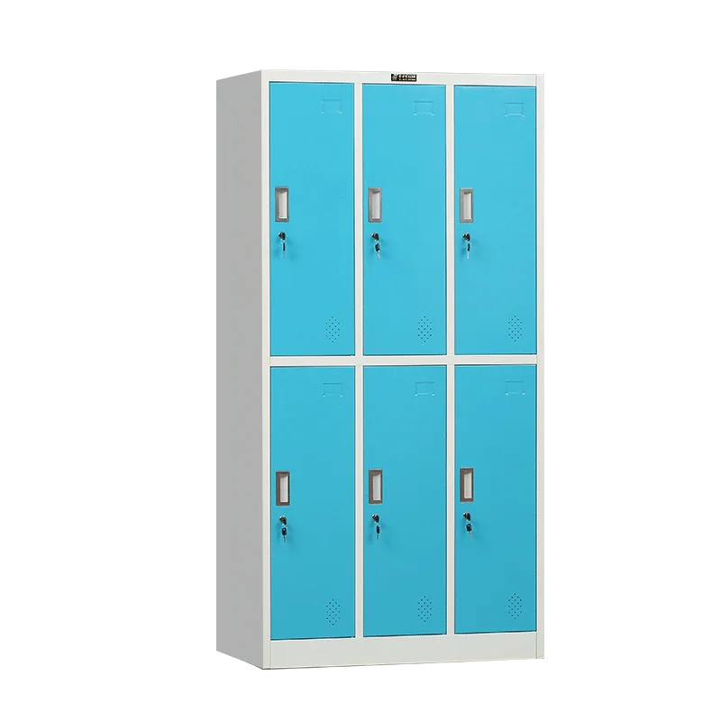 6 door sky blue  with key lock metal lockers gym locker