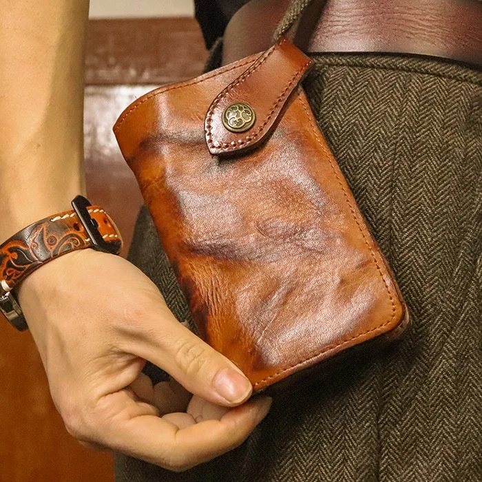 2022 Fashion vintage men leather wallet smart washed leather card wallet for men 15*9 cm