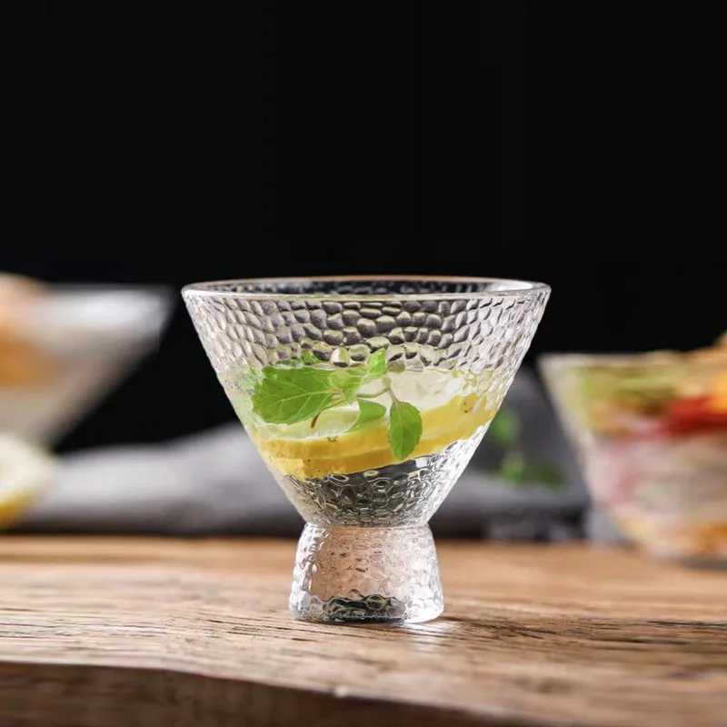 Premium Hammered Glass Tea Wine Cups Cocktail Icecream Glasses