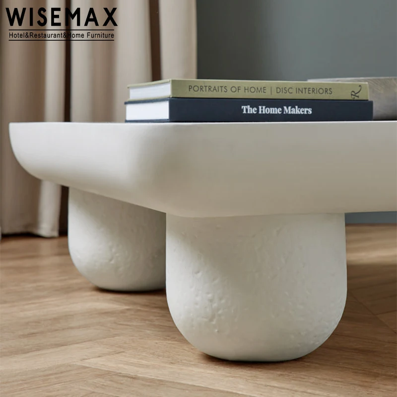 WISEMAX FURNITURE luxury square coffee table wooden white colour coffee center table set for living room hotel