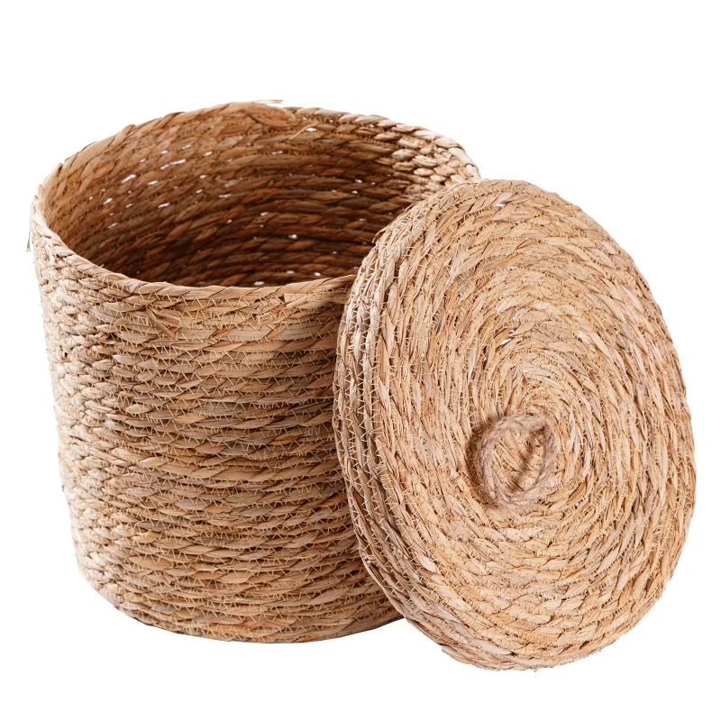 Straw Basket With Wheels Baby Trolley Kids Picnic Baby Decor Wicker Basket Storage