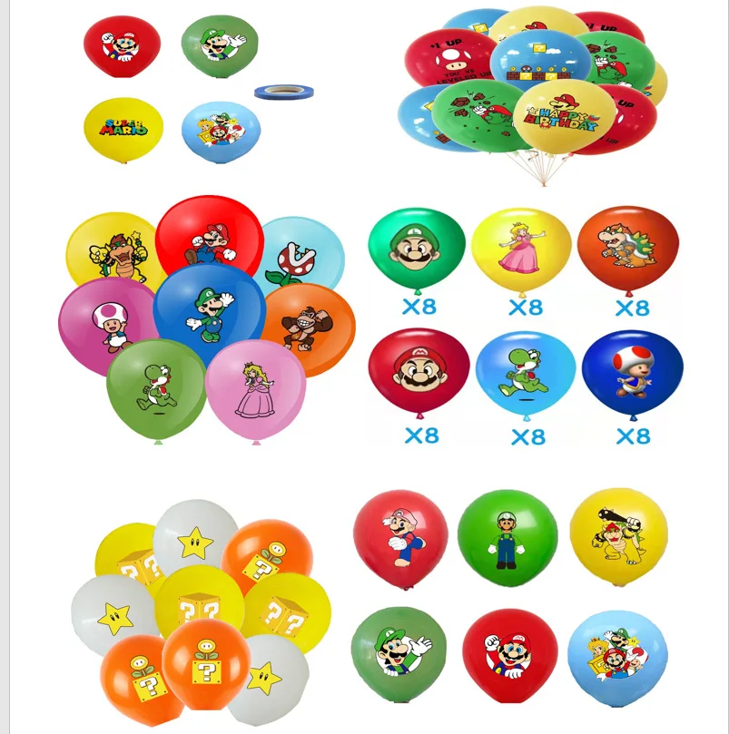 Cartoon Birthday Decorations 12Inch Festive Latex Balloons Set Fantasy Party Supplies for Kids Boys and Girls