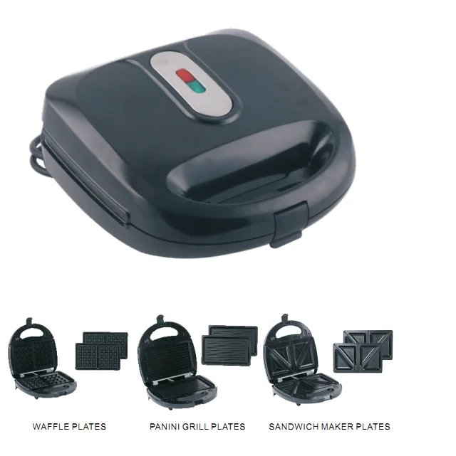 3 in 1 non-stick detachable plates sandwich maker waffle maker grill