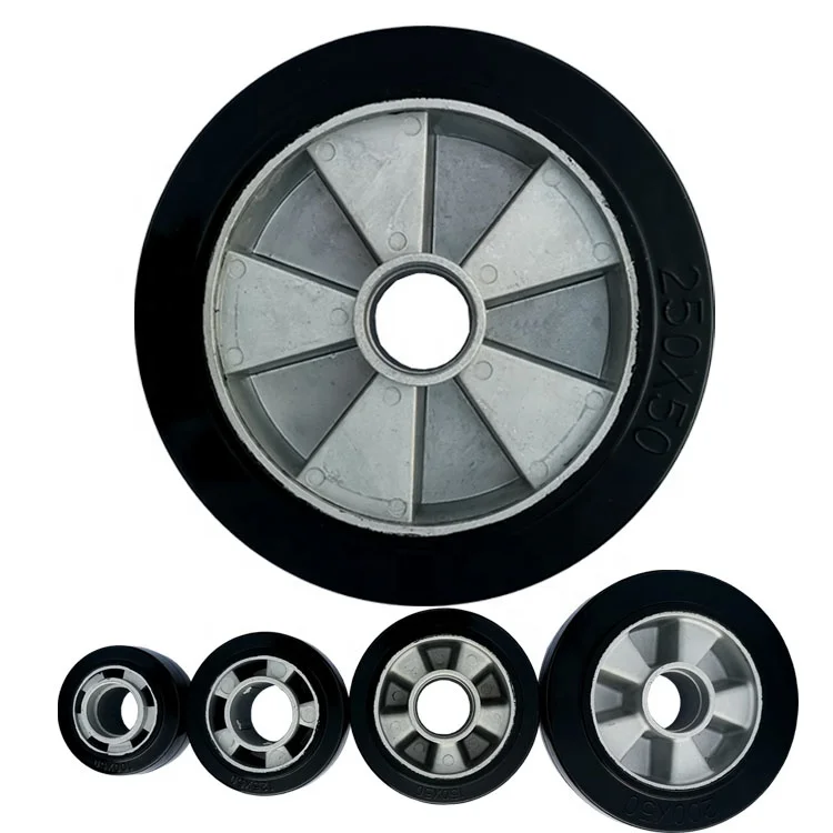
4 5 6 7 8 Castor Wheel AGV Silent Aluminum Core Rubber Cart Single Wheel Black For Supermarket 