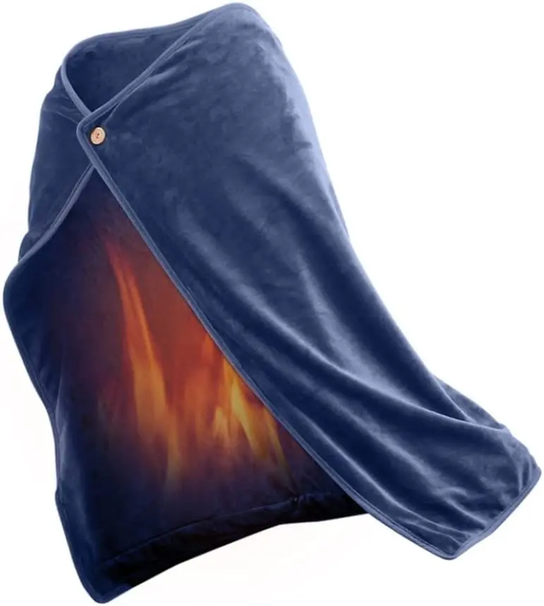 Heating Shawl Electric Usb Heated Throw Blanket Wrap Winter Warming Heated Flannel Shawl