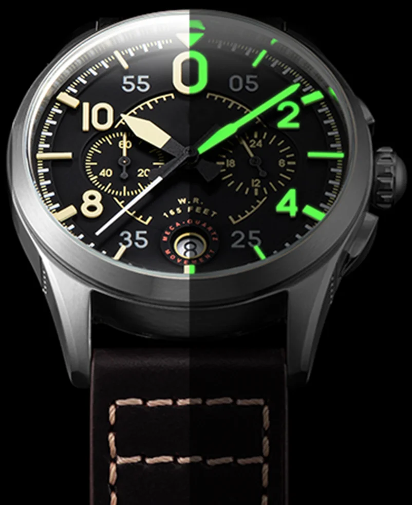Fashion stainless steel case calendar stopwatch Miyota movement men leisure quartz watches