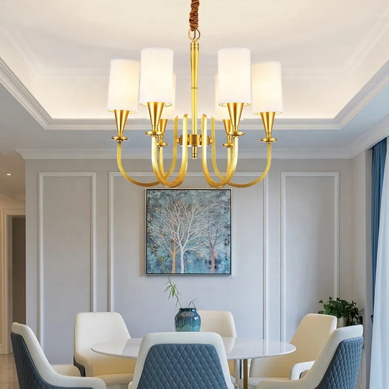 Wholesale Pakistan Modern Light Copper Brass Cloth Cover Chandelier For Bedroom Living Room