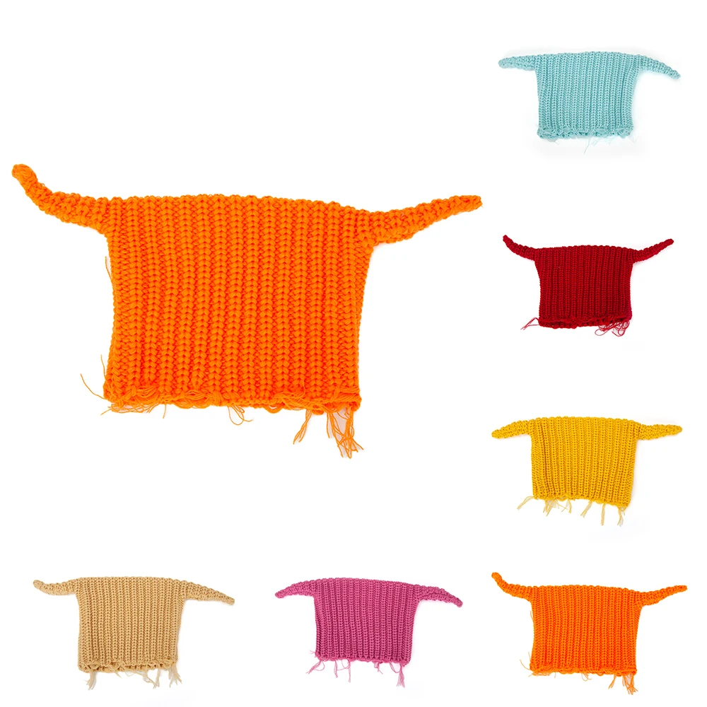 MADESHINE Crochet Acrylic Winter Rasta Beanie Women Men Unisex Winter Stretch Fit Plain Color Knitting Hat with Devil Horns