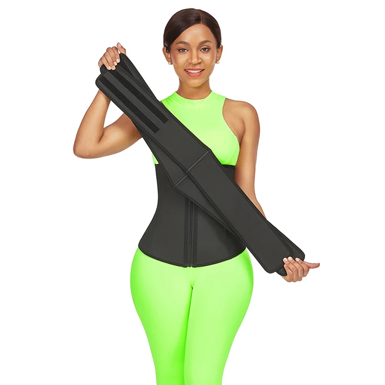 
Fashion Design Quality Detachable Double Belt With 7 Steel Bones Fitness High Compression Waist Trainer Shaper 