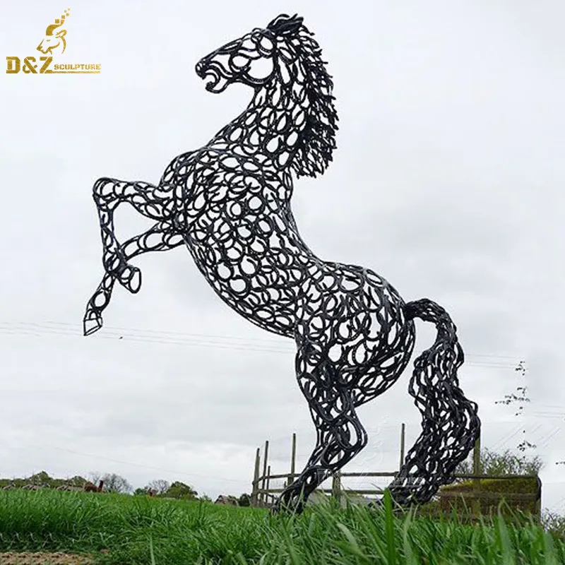 Large Outdoor Statues Horse Sculpture Stainless Steel Abstract Horse Sculpture