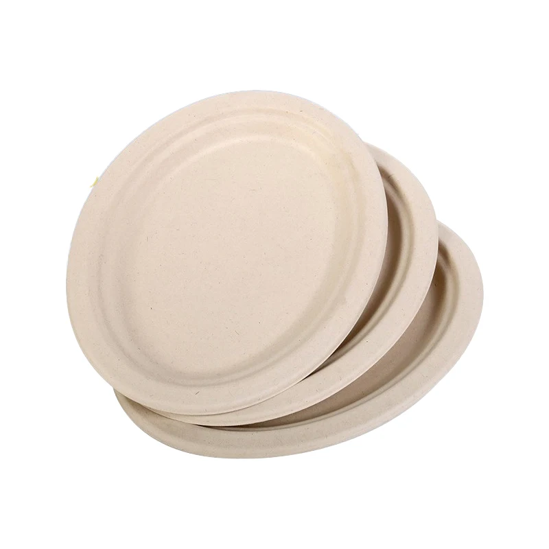 Food Pack 6 Inch Greaseproof Microwavable Eco Friendly Biodegradable Sugarcane Bagasse Pulp Plate Takeaway