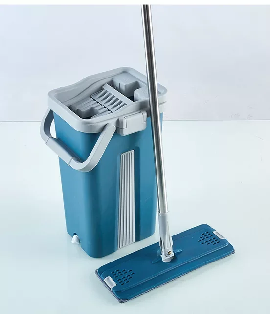 Factory supplied flat floor mop and bucket with good quality PP bucket  microfiber flat mop Dust cleaning floor Mop