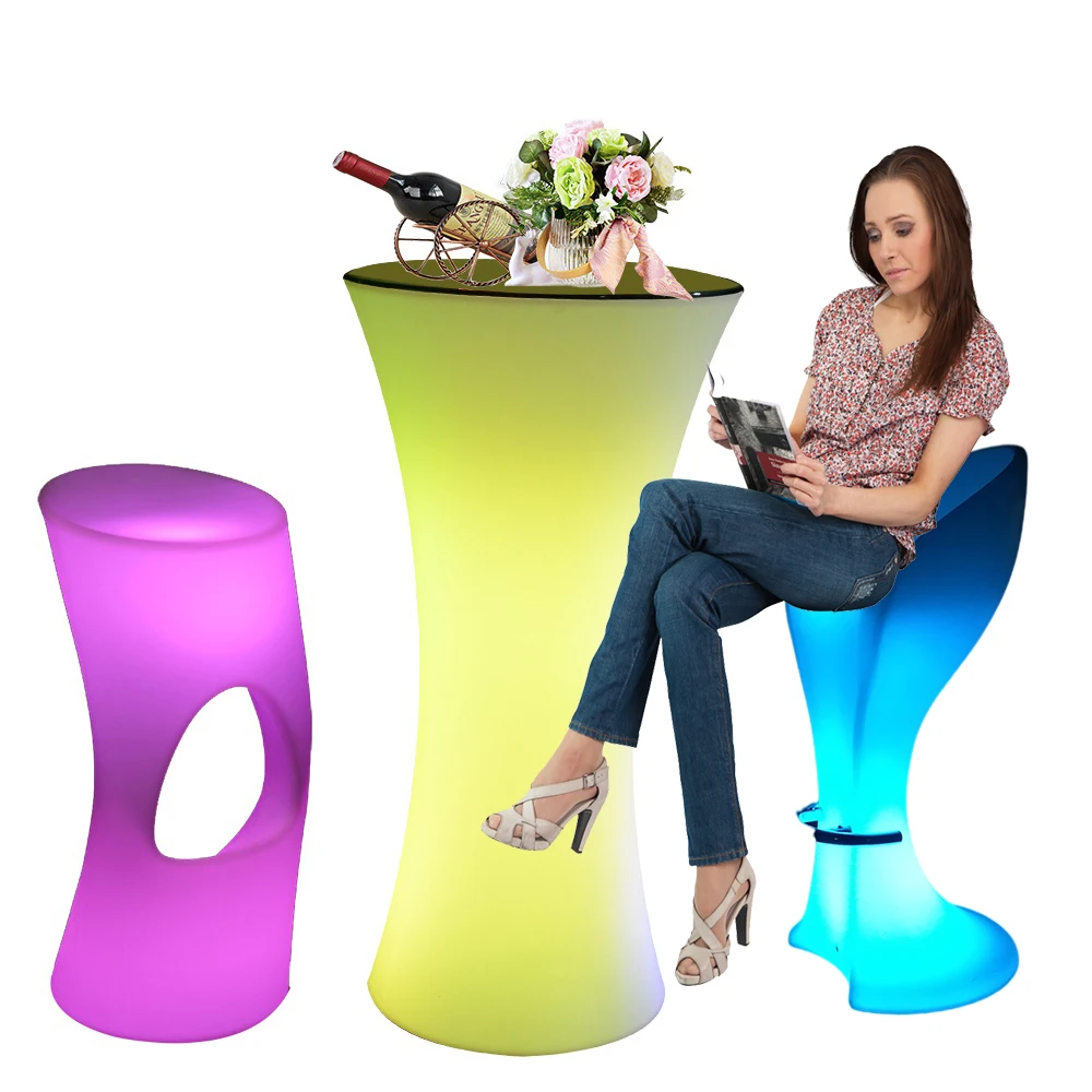 led fashion light bar table illuminated chair/wireless charger party led tables and chairs led furniture modern