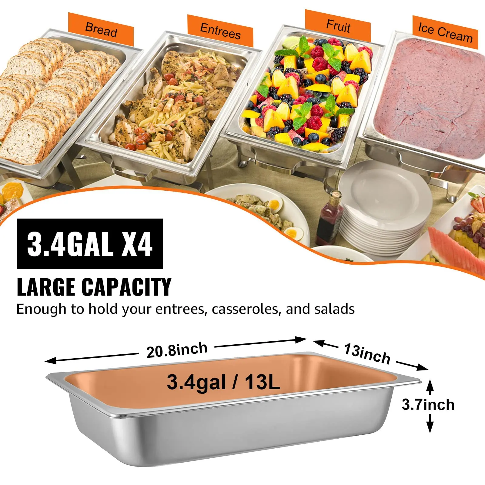 Hotel Restaurant Equipment America Food Pans Gastronorm Food Containers Pan Service Buffet 304 Stainless Steel GN Pans Set