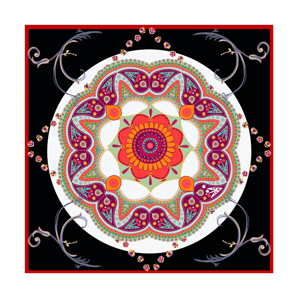 100% Fashion elegant foulard silk scarf custom digital printed silk scarves
