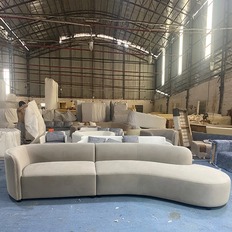 Лидер продаж современный изогнутый диван из шерсти для гостиной