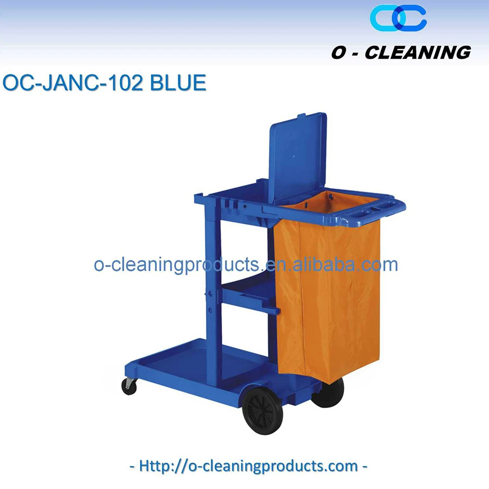 O-Cleaning 3-Shelf Commercial Hotel Janitorial Cleaning Cart,Wheeled Housekeeping Janitor Cart,Hand Push Rolling Utility Cart