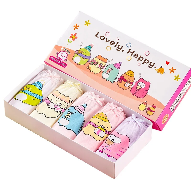 
Factory cheap kids briefs soft girl 5pcs one box cotton kids underwear kids panties 