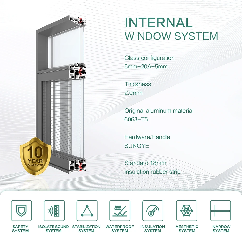 SUNGYE Ultra Narrow Frame House Window Design Anti-Deformation Heat Insulation Aluminum Black Casement Window Tilt Turn Windows
