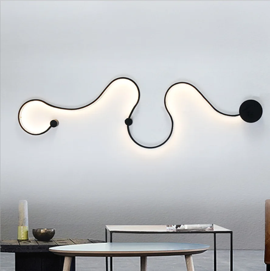 Modern Creative Acrylic Curve Wall Light Nordic Led Snake Wall Sconce Snake Led Wall Lamp For Home Hotel Decors Lighting Fixture