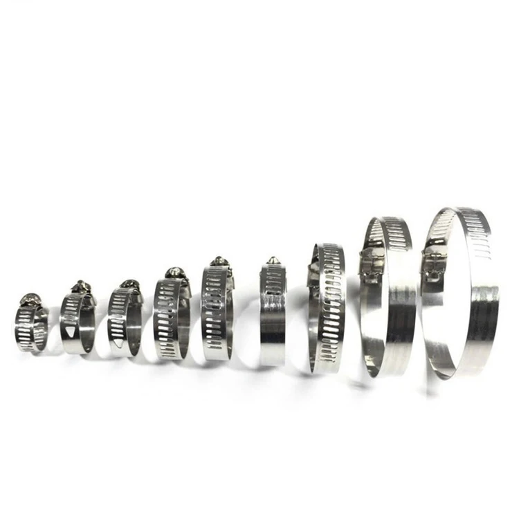 American Adjustable Pipe Clamp Worm Gear 201 304 Stainless Steel Hose Clamps Car Clips Fasteners