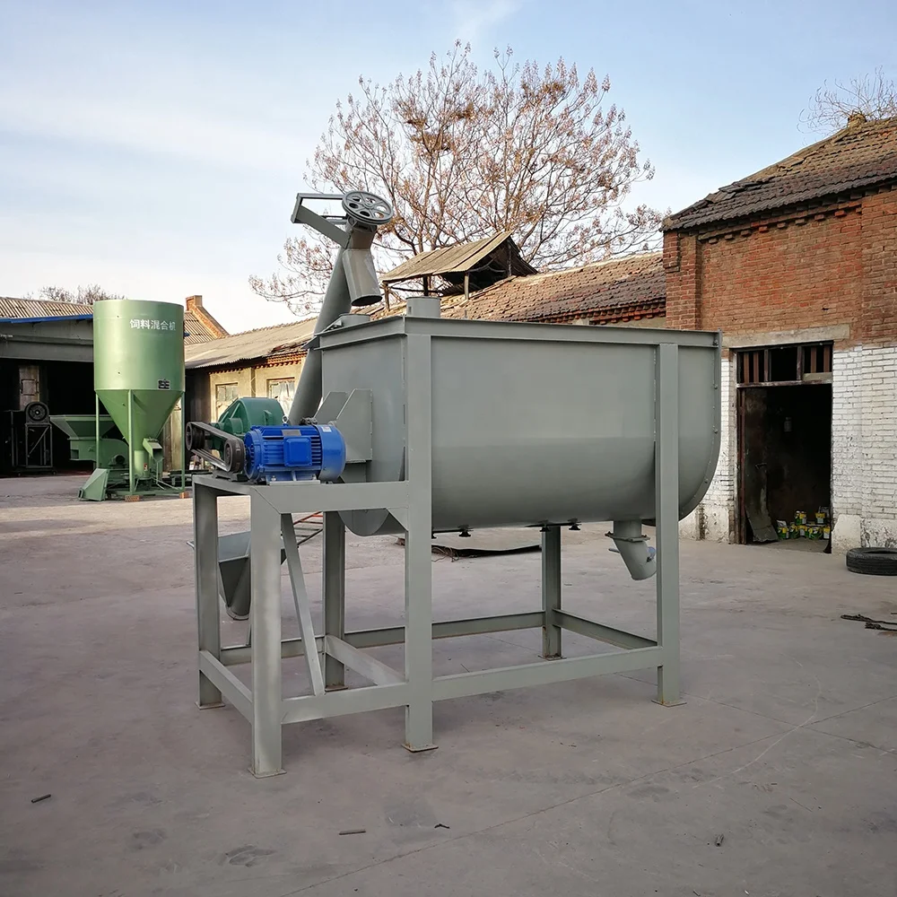 Farm use fodder mixing machine grinder half ton bird quail feed mixer horizontal feed machine mixing for animal Feed Processing