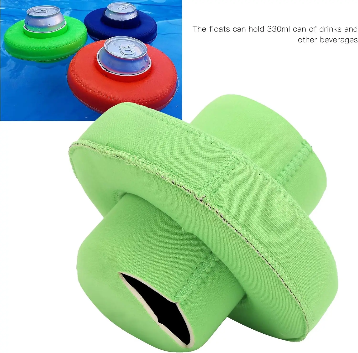 Custom Neoprene Float Cup Holder Beer Bottle Sleeve Swimming Pool Drink Can Support Rope Water Park Surface Floating Can Sleeve