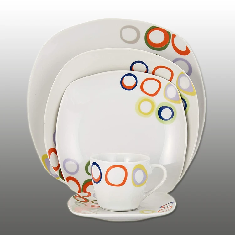 Western Wholesale Arcopal Dinnerware Set Ceramic Porcelain Bone china Square Shape 20pcs Dinner Set For 4 Persons