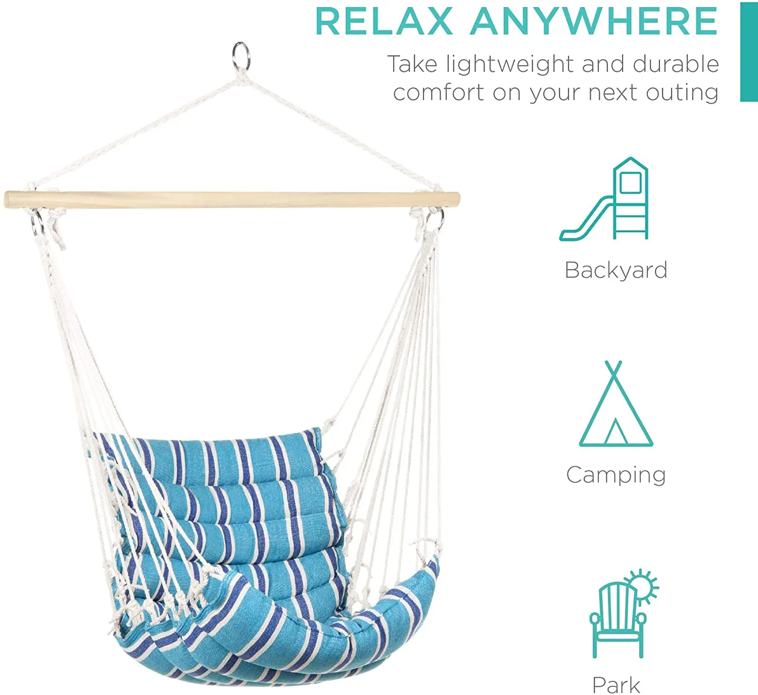 
Deluxe Padded Cotton Luxury Canvas quilted swing hammock chair 