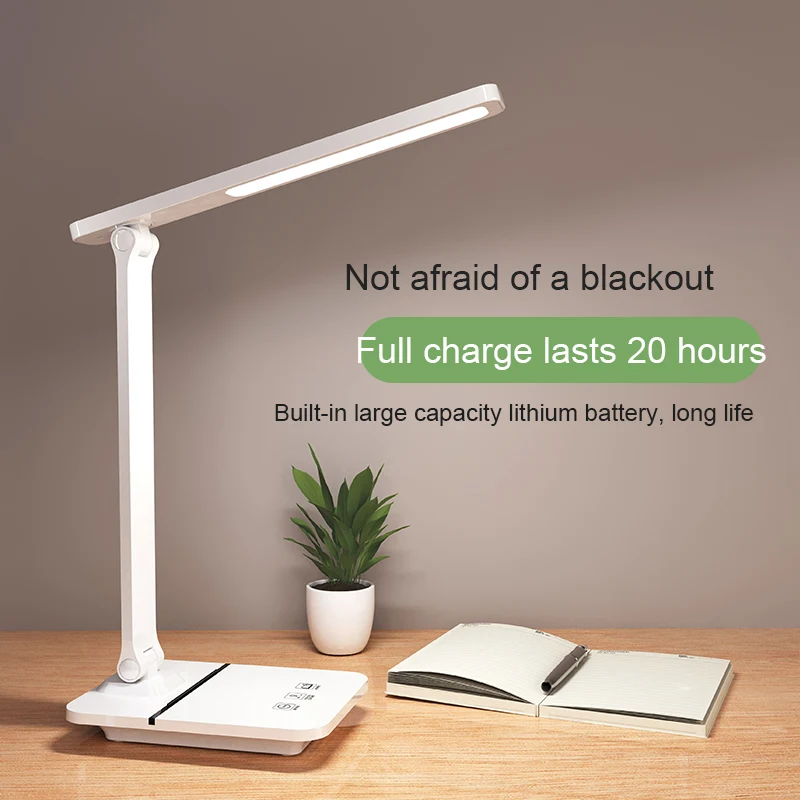 3 Color Temperature Table LED Desk Lamp Office Battery Operated Lamp with timer Desk Light with Phone