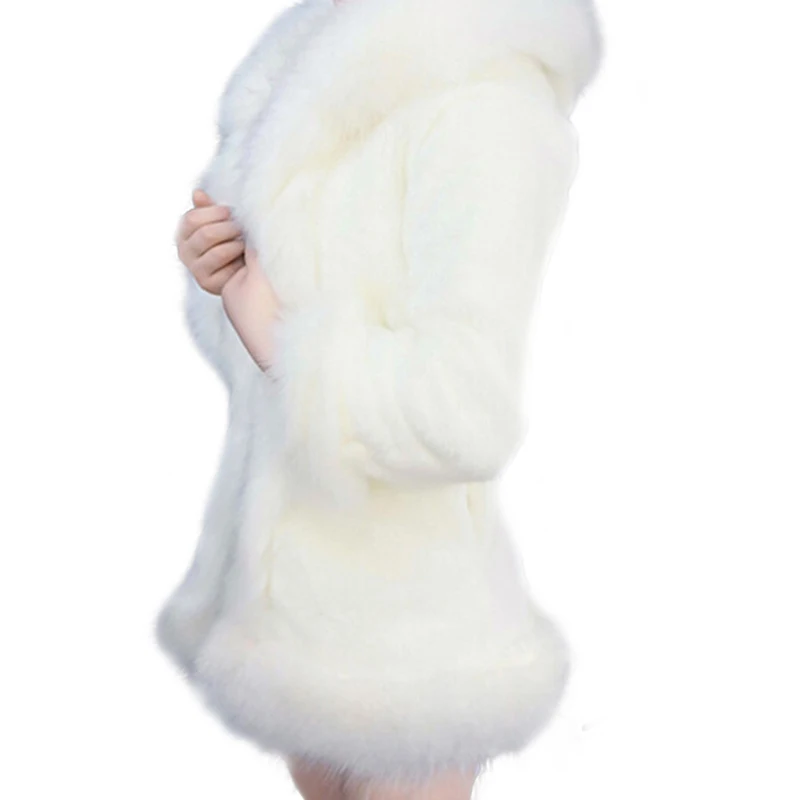 Женское пальто средней длины Jtfur, пальто из искусственного меха норки и кроличьего меха, с капюшоном, в Корейском стиле