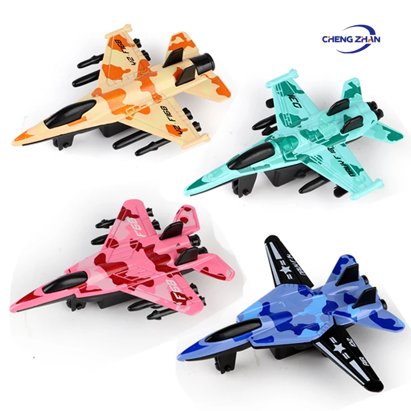 Wholesale  Alloy Model Plane Pull Back Diecast Wheel Aero Plane Matel Fighter Aircraft Toy