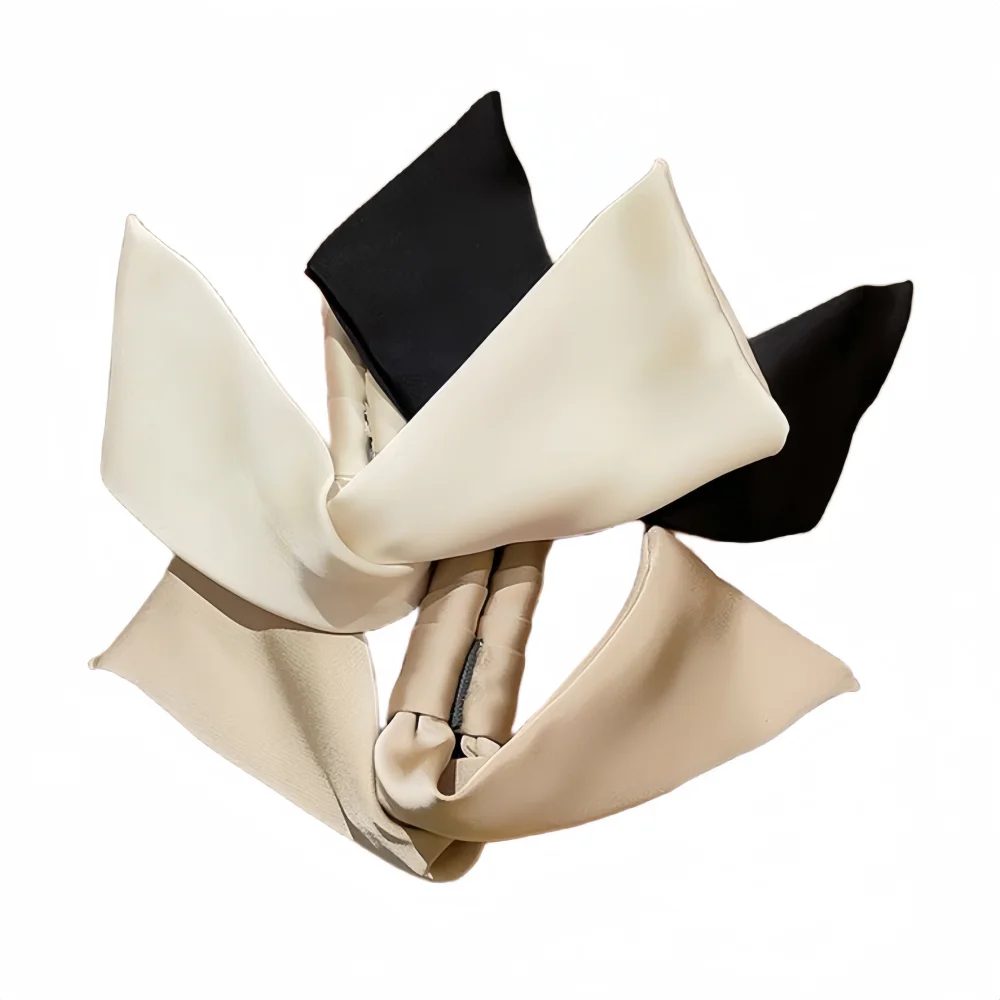 Satin Bow Hair Clip Ponytail Clip Solid Color Fancy Elegant Style Plastic Banana Clip Hair Claws