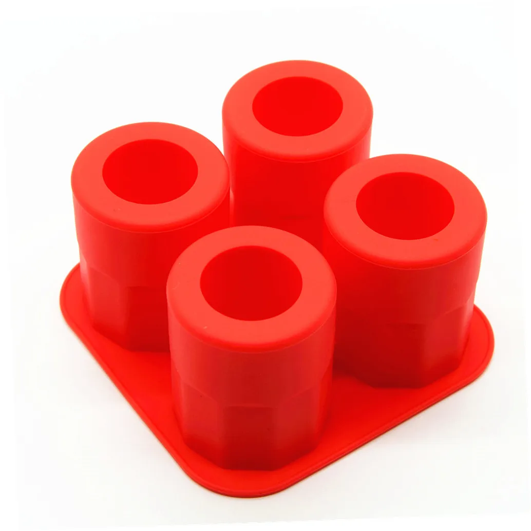 Make Edible Shot Glasses Mold, Gelatin or Candy Shot Glass 4 Cavity Round Silicone Ice Mold Shot Glass