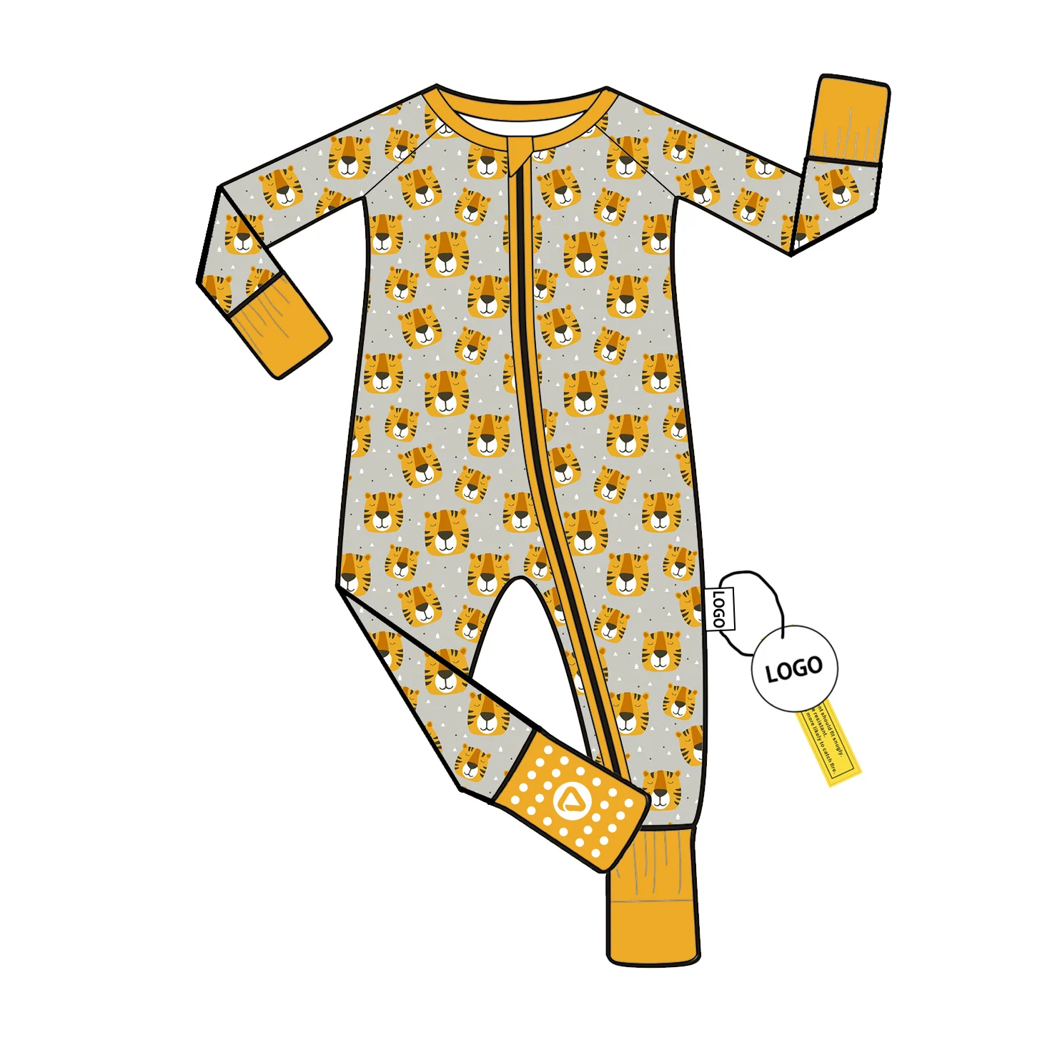 Bamboo Viscose Toddler Romper with Custom Print Sleepwear and YKK Zipper Footie for Newborns