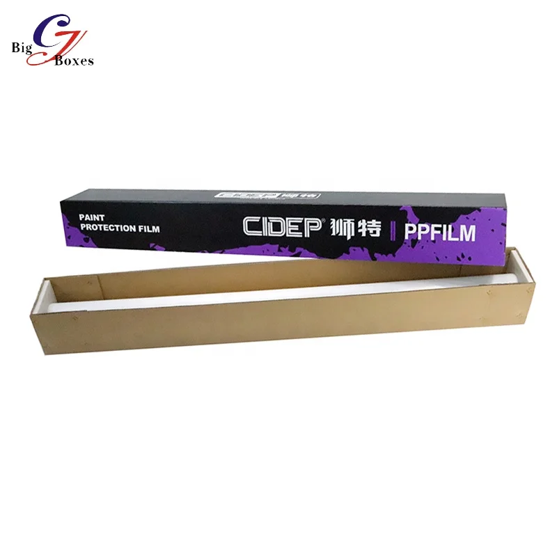 Custom Logo Printing Lid And Base Cardboard Packaging Boxes Long Carton Corrugated Paper Packing Car Paint Protection Roll Film