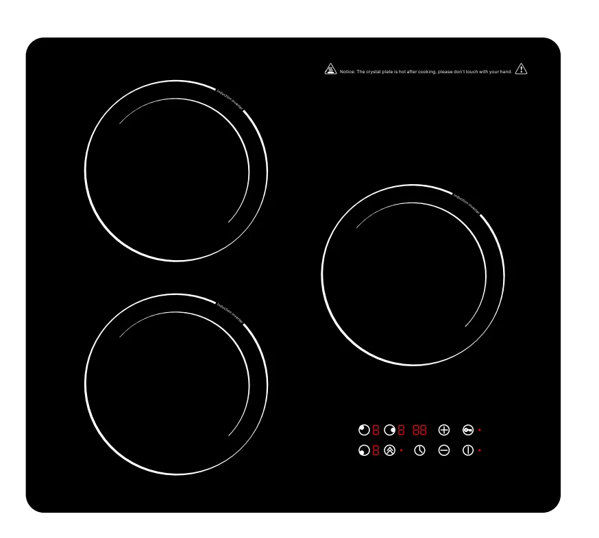 Sensor Touch Control Schott Glass  .Three 3 Burner Electric Induction Hob Cooker Cooktop Built In Stove