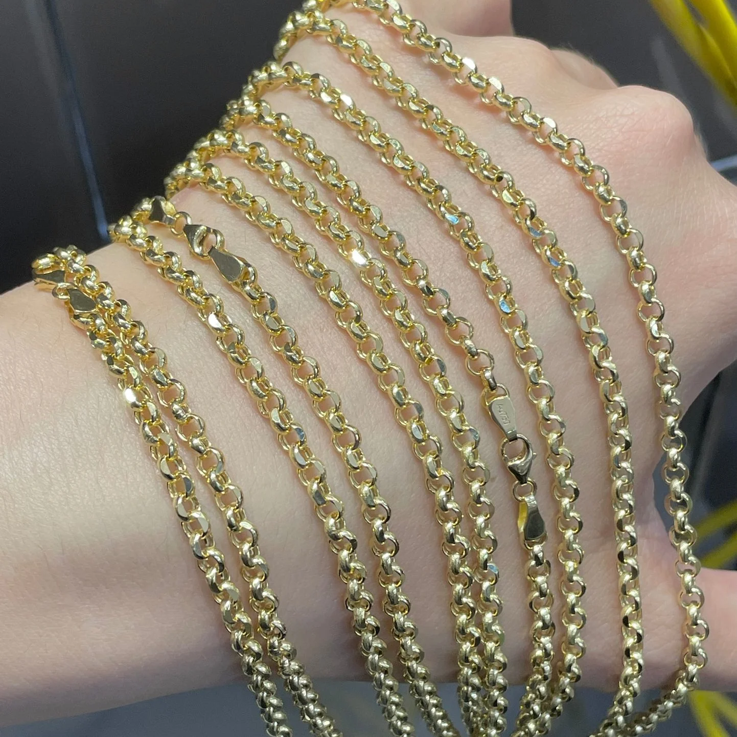 Хип-хоп 18K сплошное золото 40 см 45 50 цепочка с пустотелым жемчугом из настоящего золота О-образная