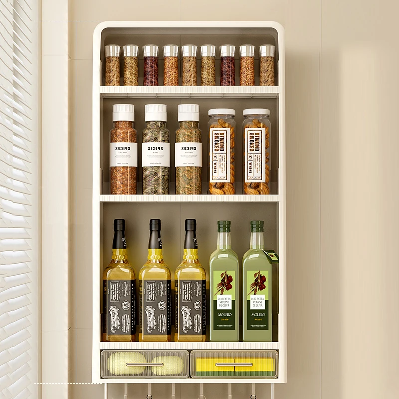 Wannuo Kitchen Wall-mounted Seasoning Shelf Kitchen Storage Kitchen Wall Storage Shelf With Traceless Sticker