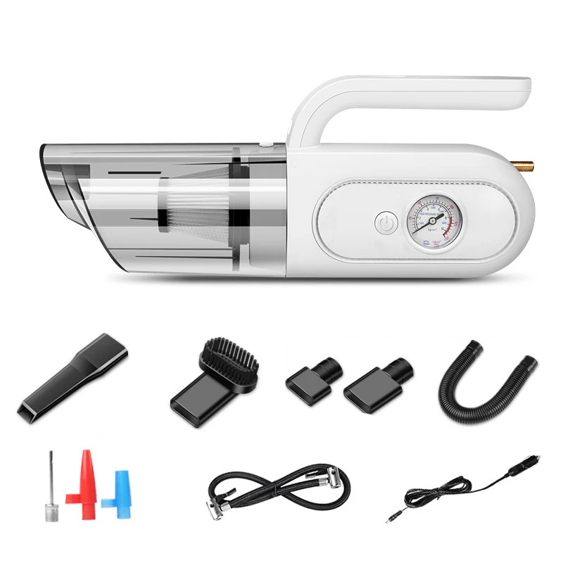 Wired Car Use Vacuum Cleaner 4 in 1 Multifunction Car Interior Broom Tire Inflator Pressure Gadget