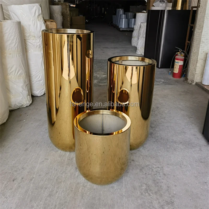 Home Decor Luxury Flower Pot Planter Modern Hotel Golden Large Plant Pot / Garden Big Gold Floor Flower Vase for living room