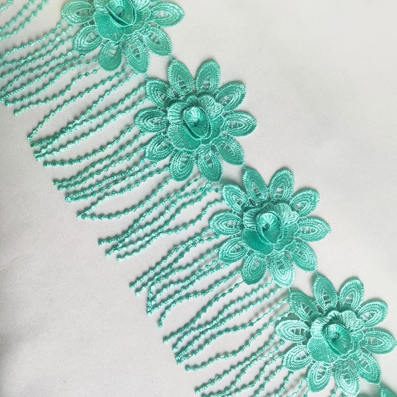 Wholesale New Design Royal Lace Trim with Tassels Polyester Trimming Lace Tassel with Fringe