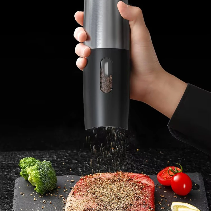 Unit-Charging Gravity Automatic Pepper Mill Electric Salt and Pepper Grinder Set with USB Rechargeable Charging Base LED Light