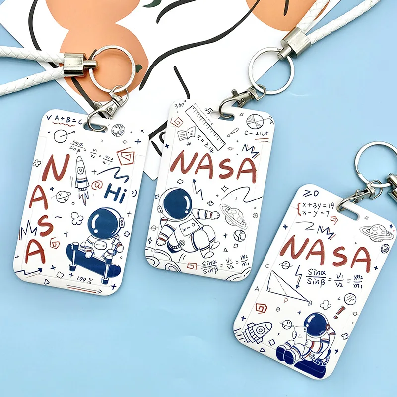 2022 hot selling ID Badge Holder Cute Credit Card Case Neck Pouch Lanyard with Cartoon Shield for Students Tee