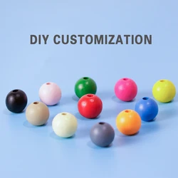 Wholesale Natural 10MM Round Wooden Teether Beads for Jewelry Making Baby Custom OEM Wood