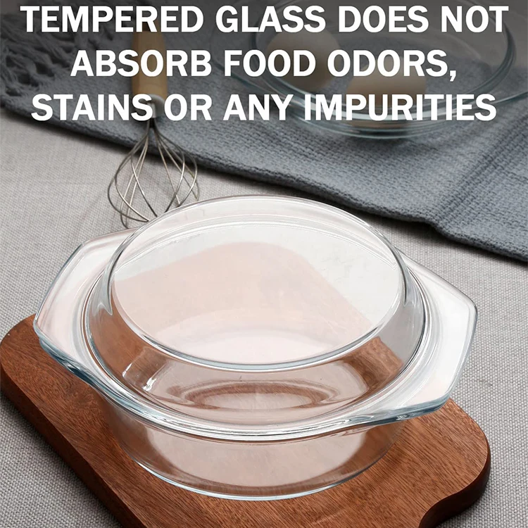 Microwave Oven Safety Round Oval Borosilicate Glass Baking Dishes with Glass Bowl Lid 1.4L 2.1L 3L