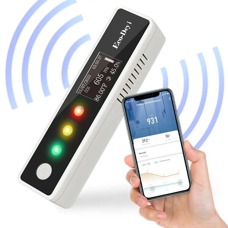 TUYA WIFI connection traffic light  CO2 monitor meterAir quality detector Carbon dioxide sensor meter gas analyzer CO2 tester